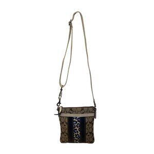 Coach Women’s Brown Signature Adjustable Strap Leopard Stripe Crossbody Bag